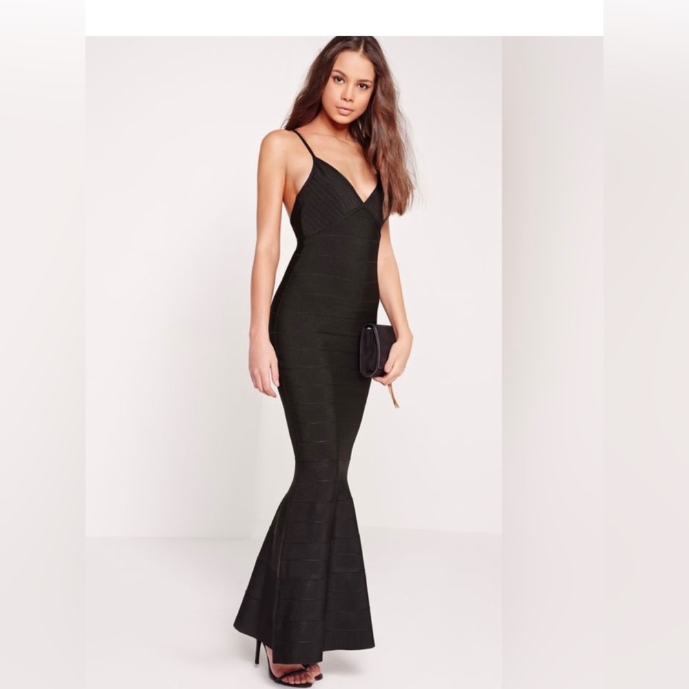 NWT. Misguided Black Bandage Mermaid Maxi dress. Size 4.